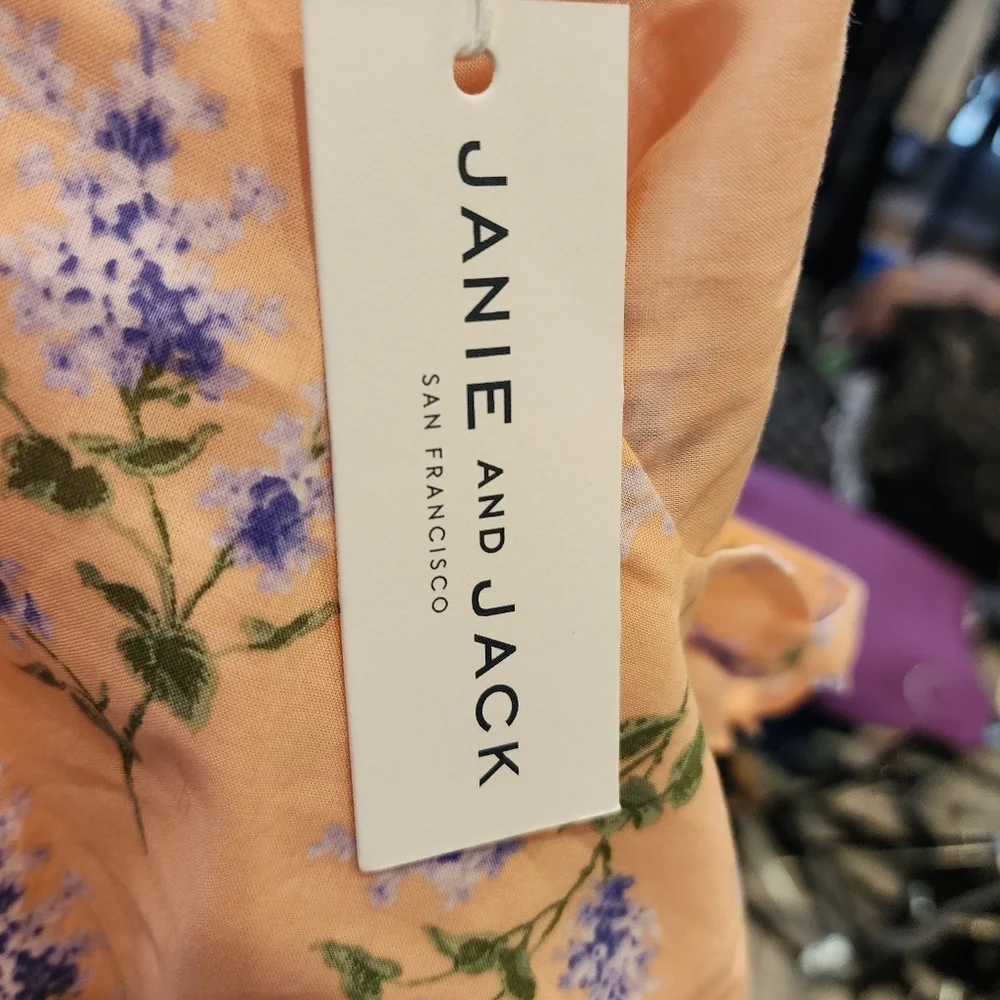 NWT Janie and Jack Apricot Floral Ruffle Strap‎ Sundress Big Kid Size 18.